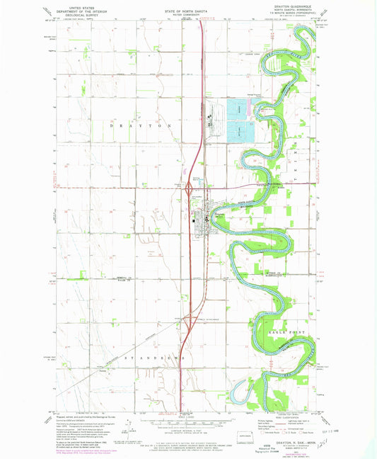 Classic USGS Drayton North Dakota 7.5'x7.5' Topo Map Image
