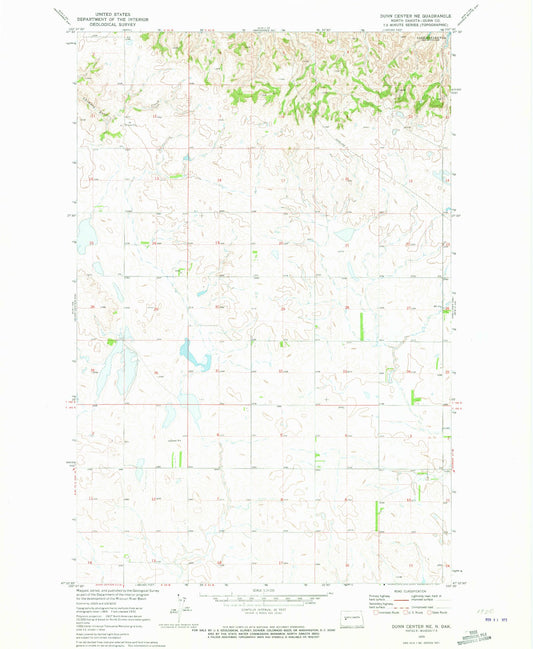Classic USGS Dunn Center NE North Dakota 7.5'x7.5' Topo Map Image