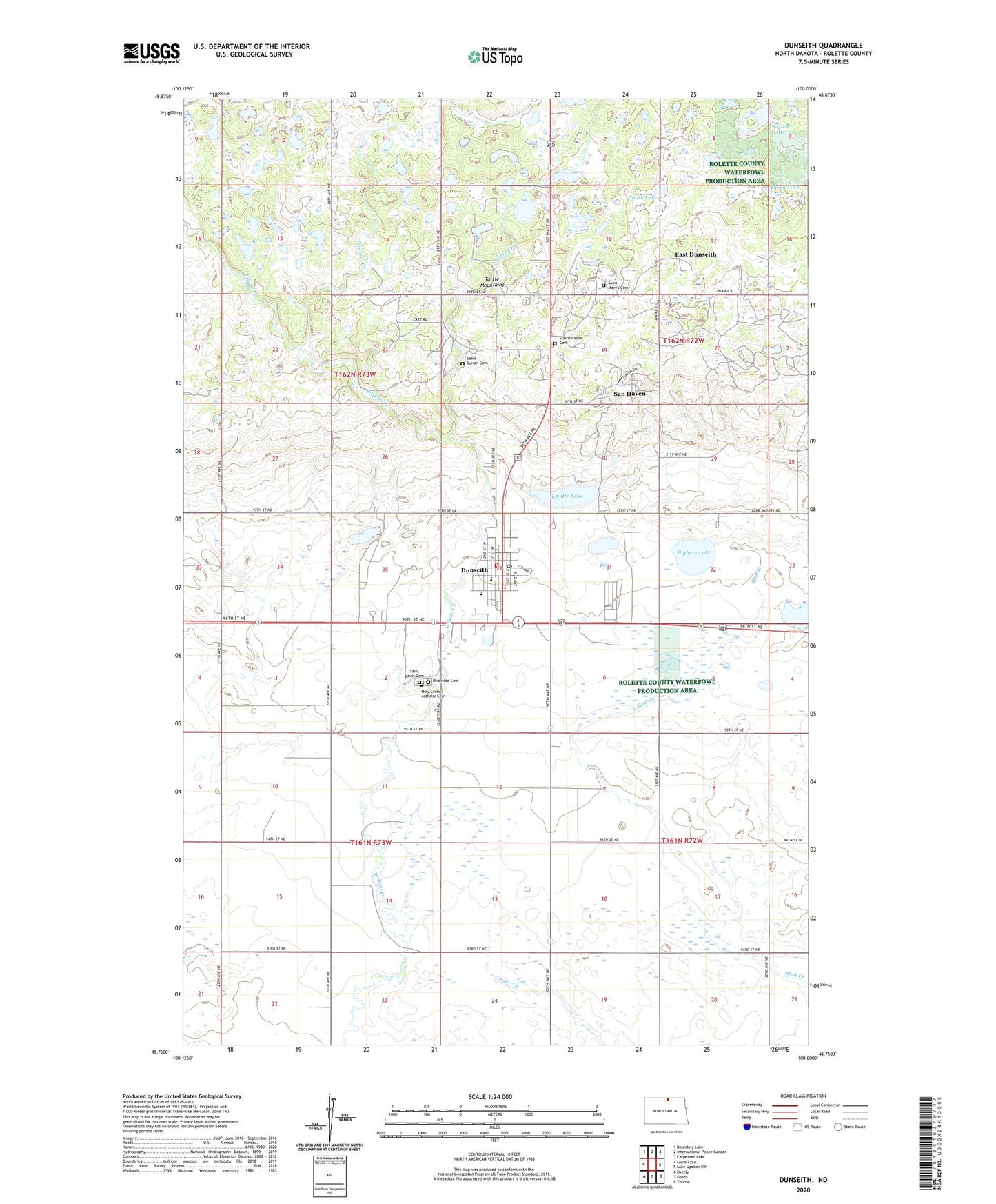 Dunseith North Dakota US Topo Map Image