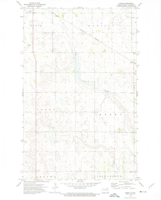 Classic USGS Easby North Dakota 7.5'x7.5' Topo Map Image
