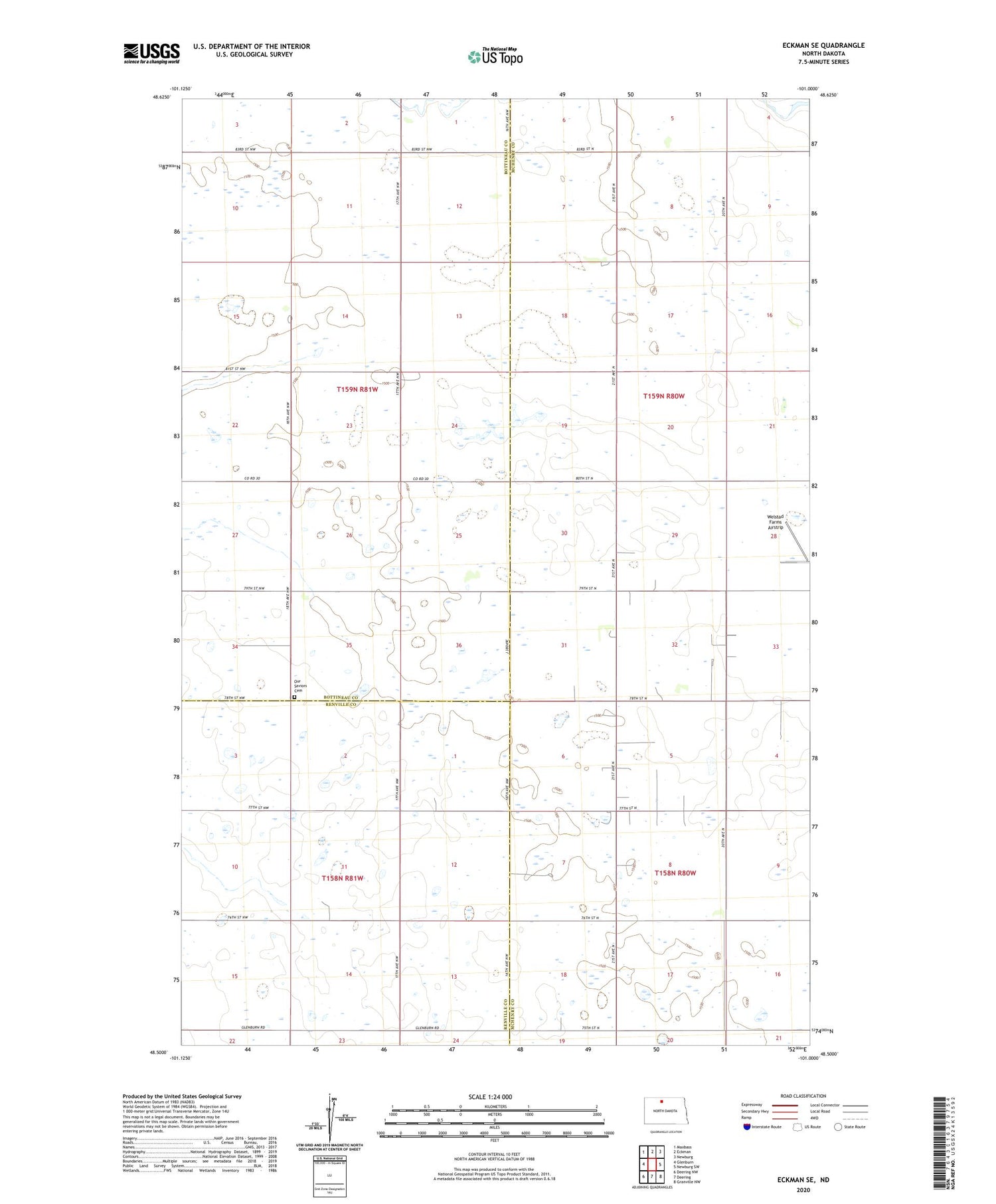 Eckman SE North Dakota US Topo Map Image