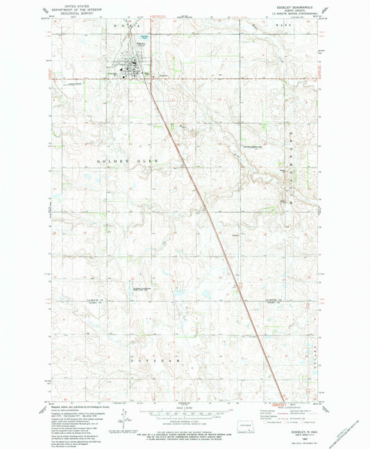 Classic USGS Edgeley North Dakota 7.5'x7.5' Topo Map Image