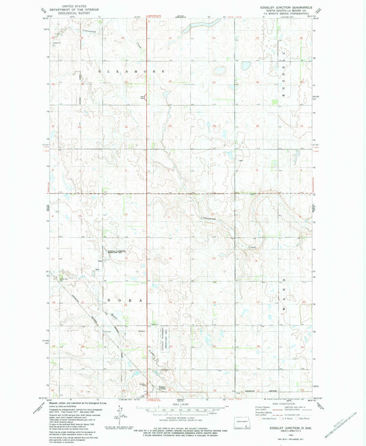 Classic USGS Edgeley Junction North Dakota 7.5'x7.5' Topo Map Image