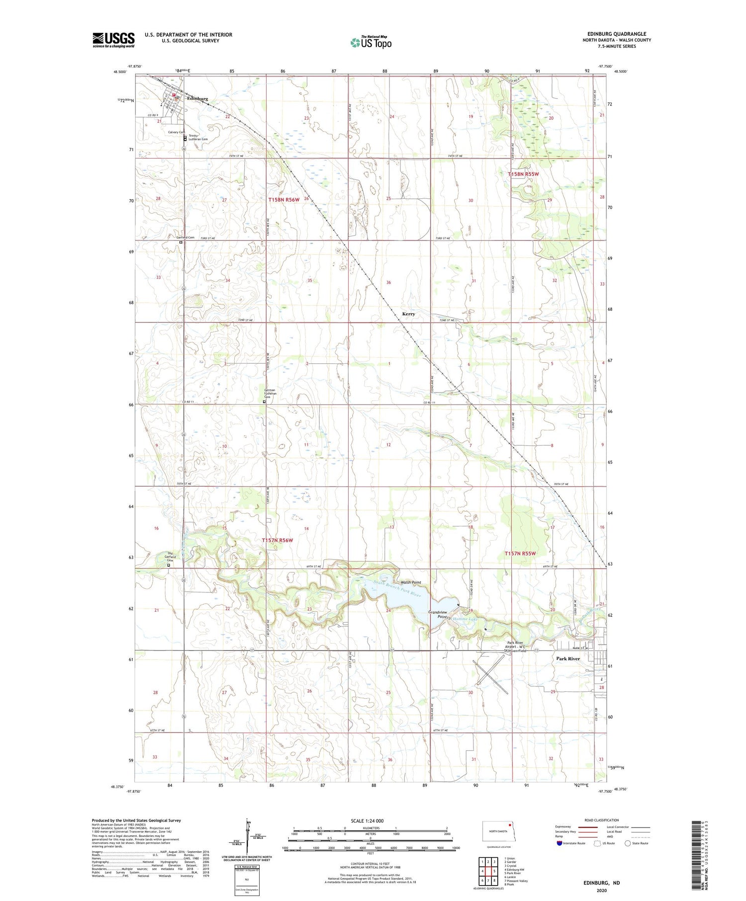 Edinburg North Dakota US Topo Map Image