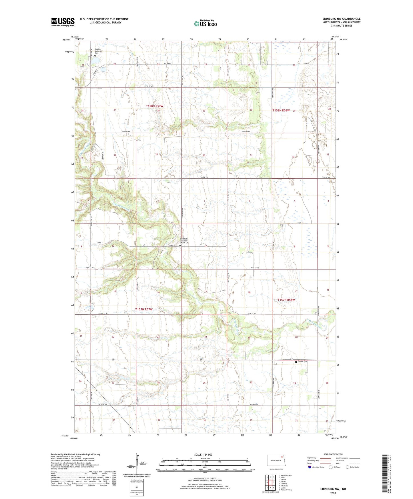 Edinburg NW North Dakota US Topo Map Image