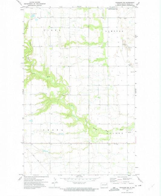Classic USGS Edinburg NW North Dakota 7.5'x7.5' Topo Map Image
