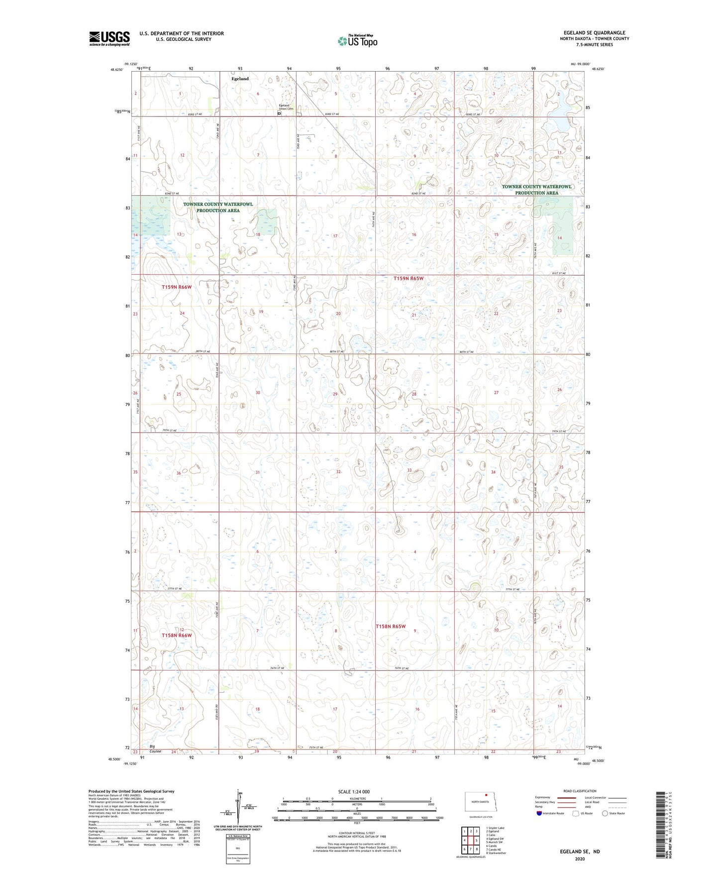 Egeland SE North Dakota US Topo Map Image
