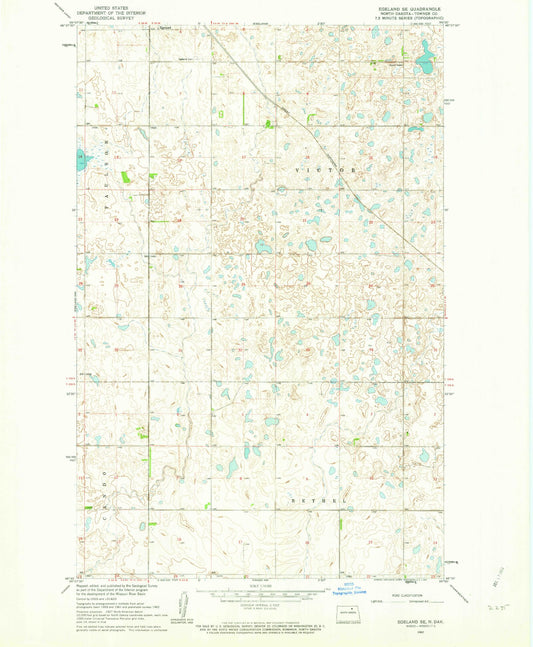 Classic USGS Egeland SE North Dakota 7.5'x7.5' Topo Map Image