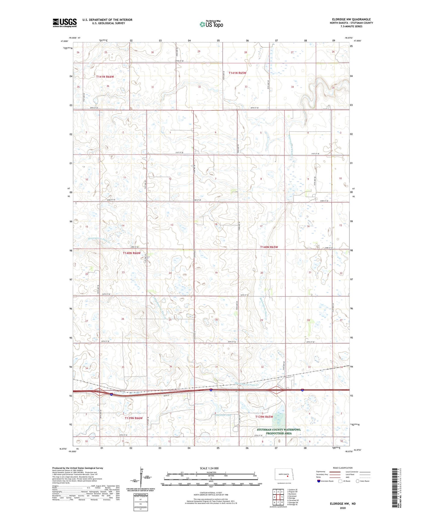 Eldridge NW North Dakota US Topo Map Image