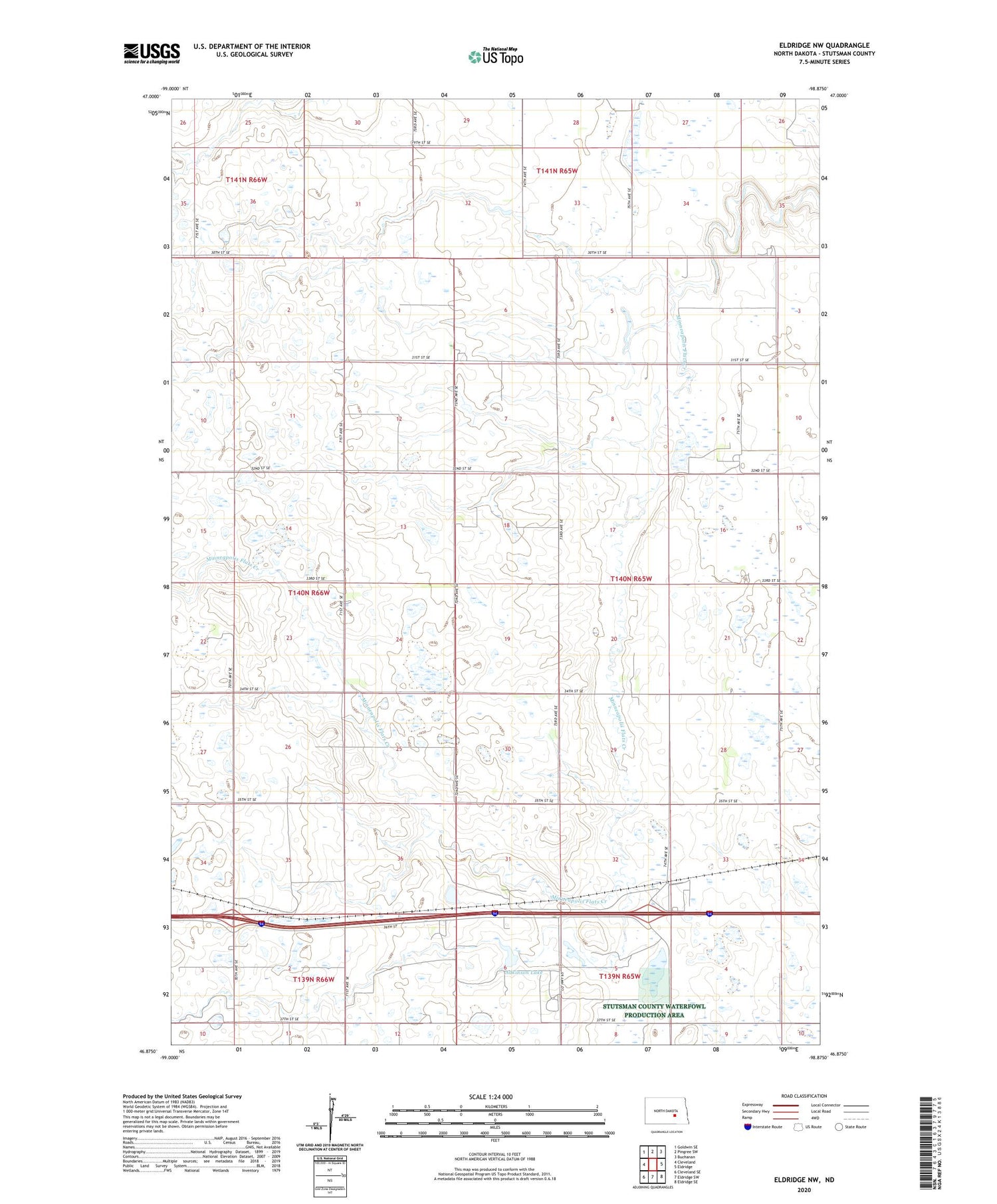 Eldridge NW North Dakota US Topo Map Image