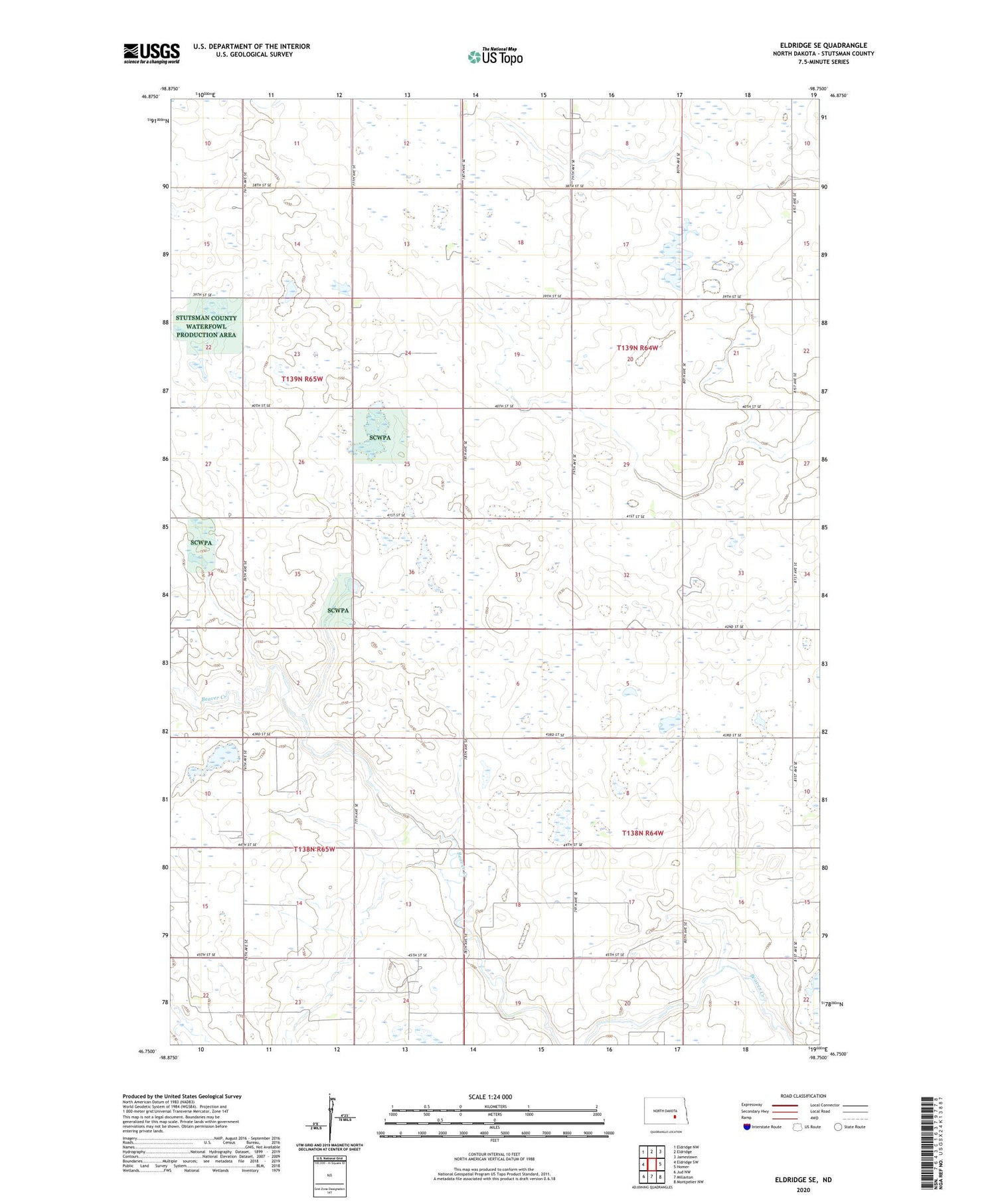 Eldridge SE North Dakota US Topo Map Image