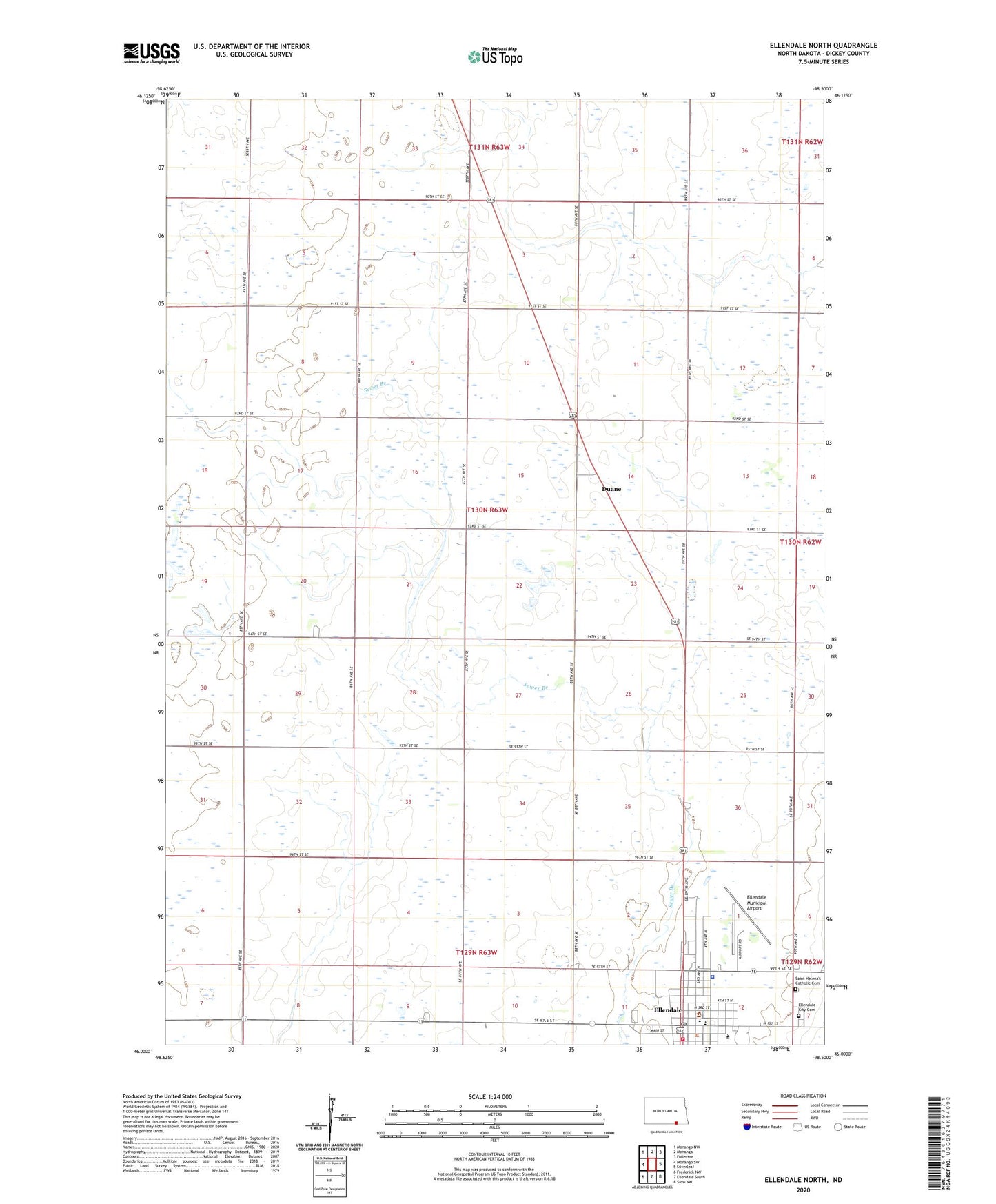 Ellendale North North Dakota US Topo Map Image