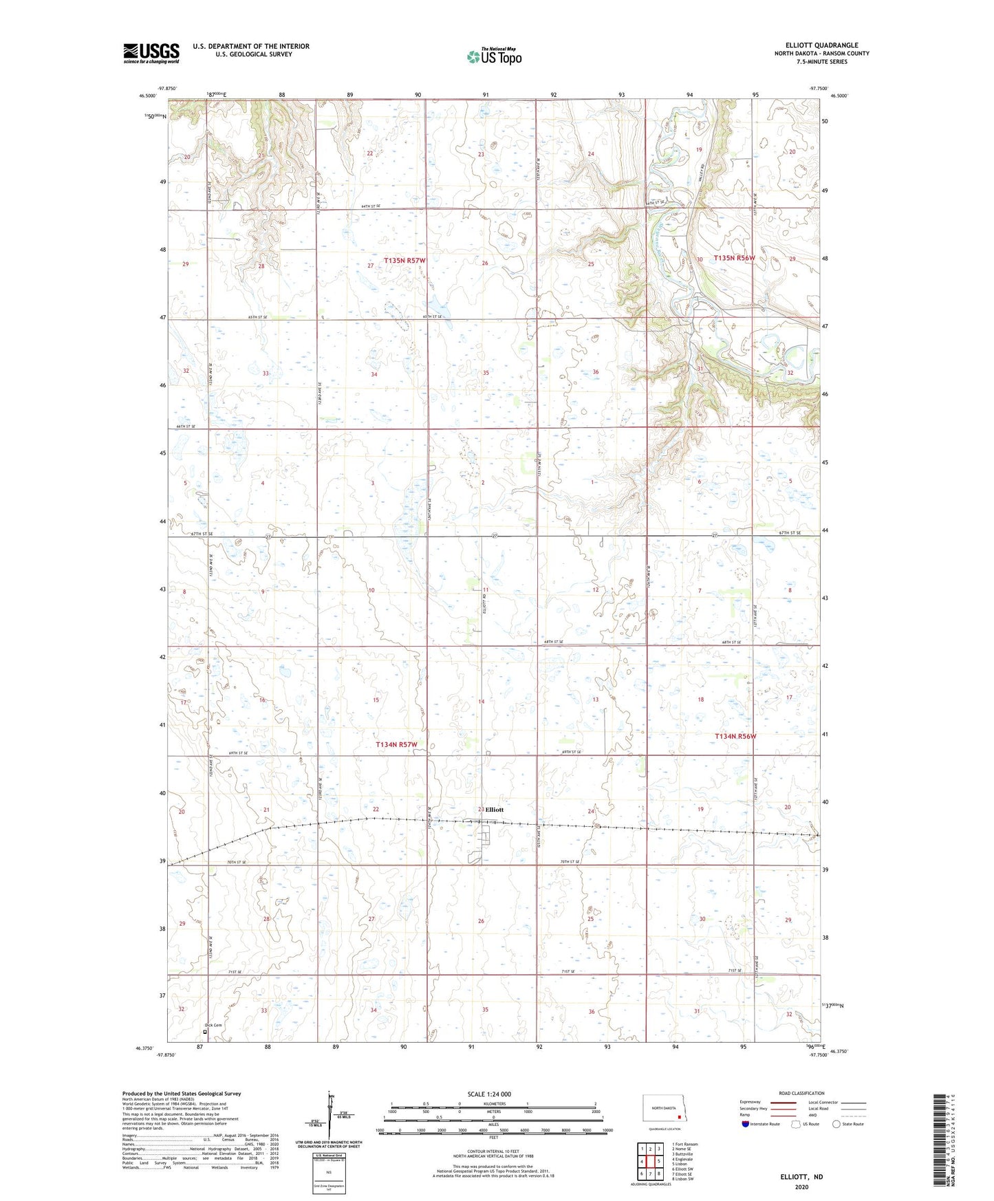 Elliott North Dakota US Topo Map Image