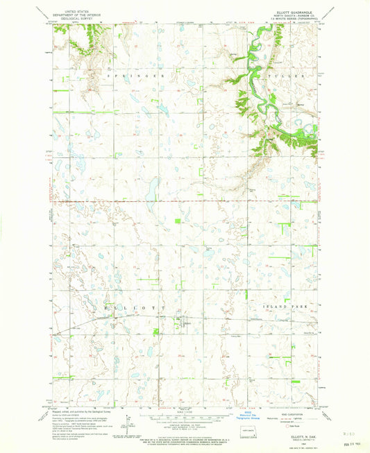 Classic USGS Elliott North Dakota 7.5'x7.5' Topo Map Image