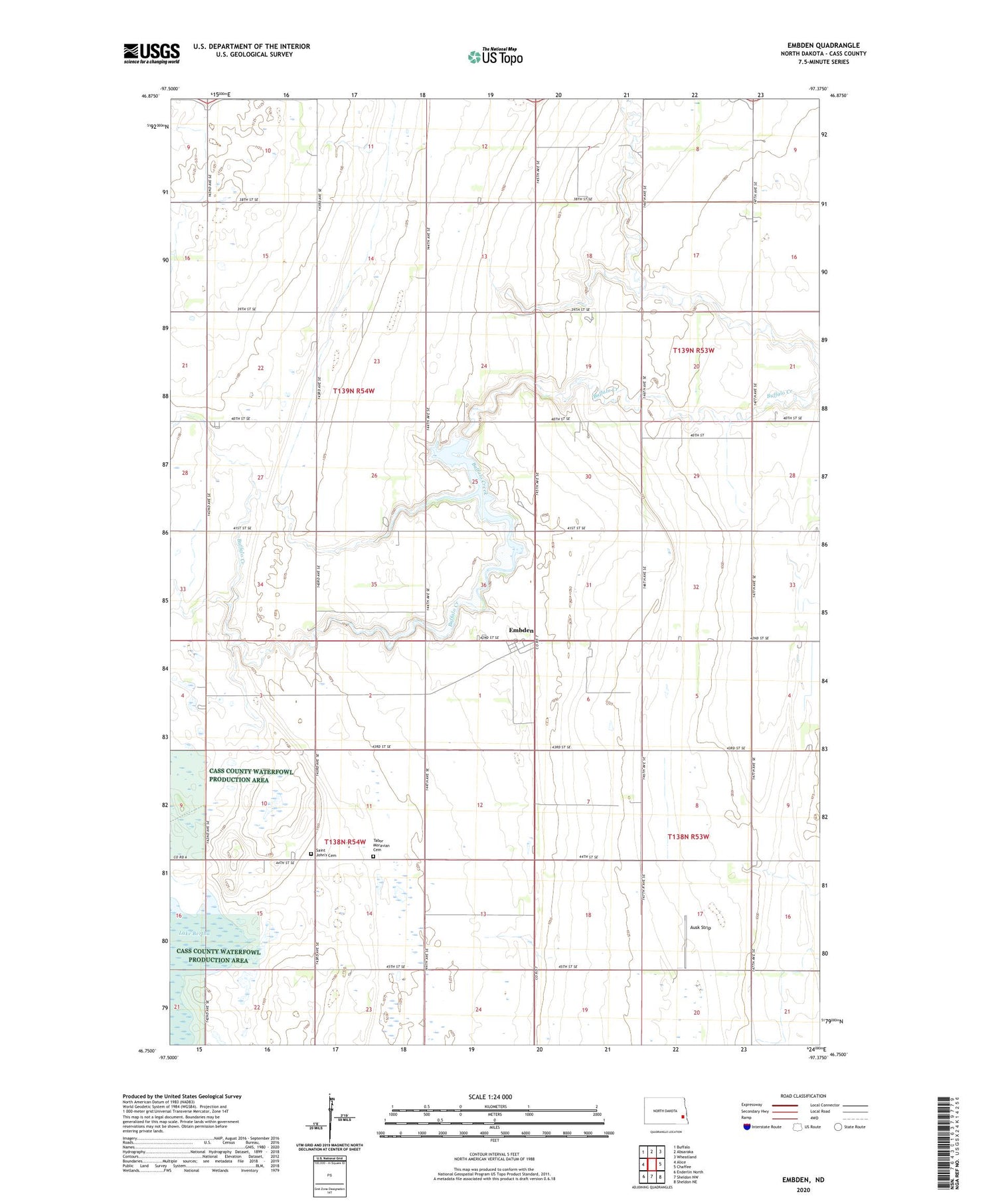 Embden North Dakota US Topo Map Image