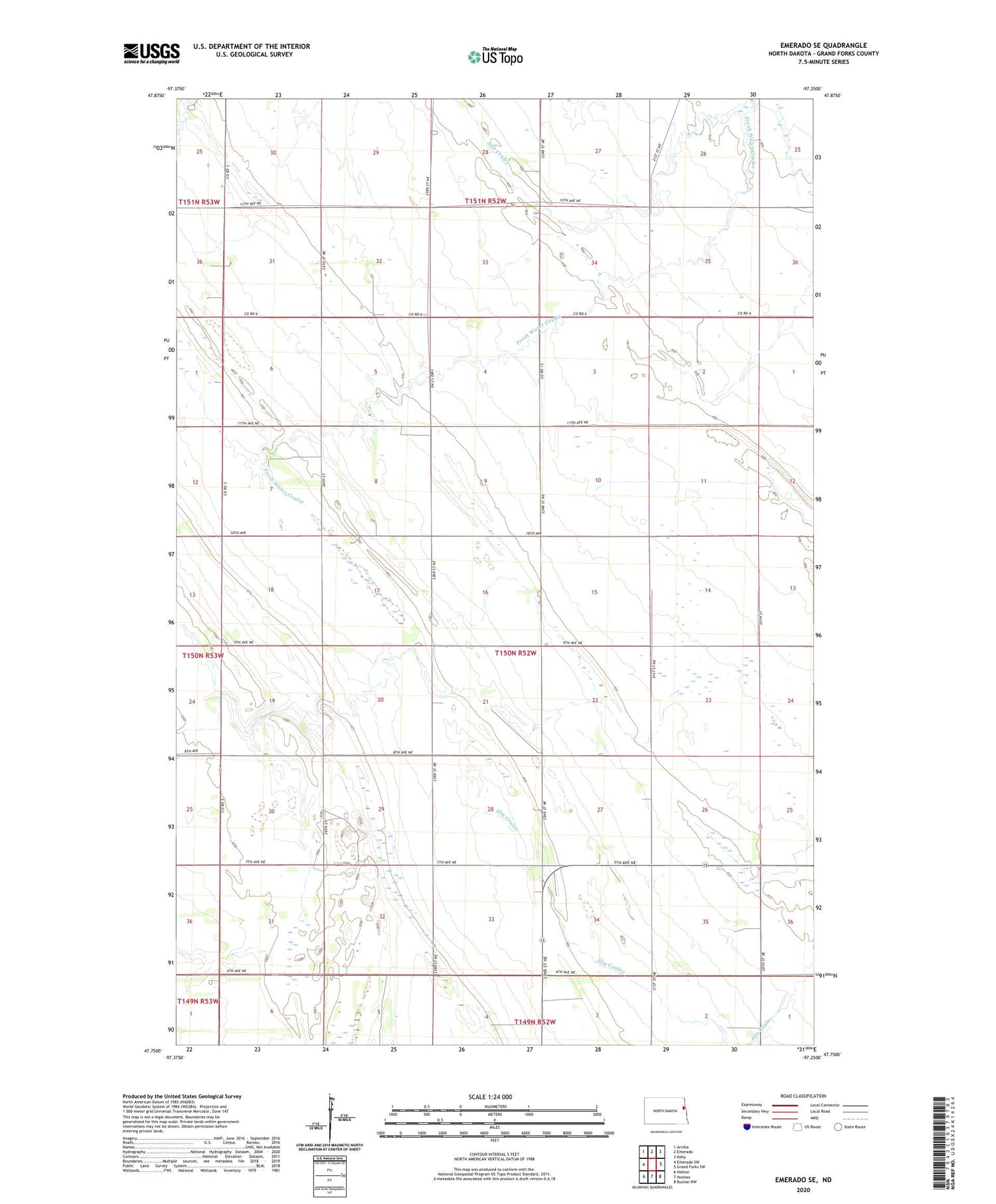 Emerado SE North Dakota US Topo Map Image