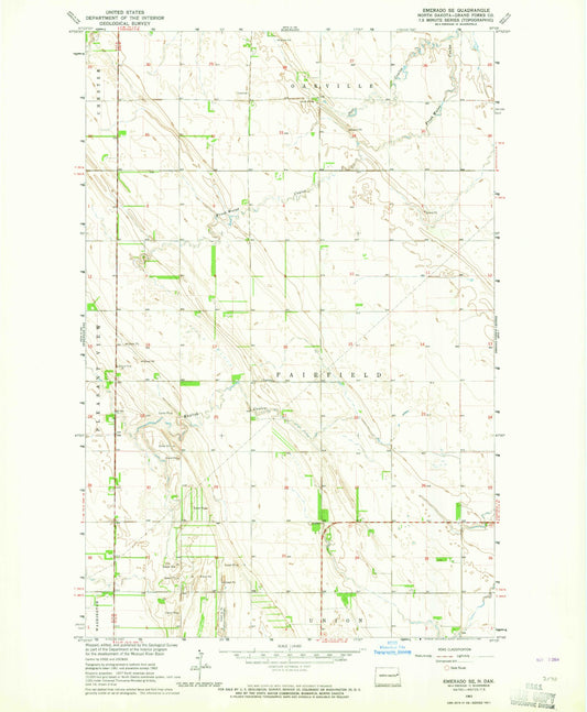 Classic USGS Emerado SE North Dakota 7.5'x7.5' Topo Map Image