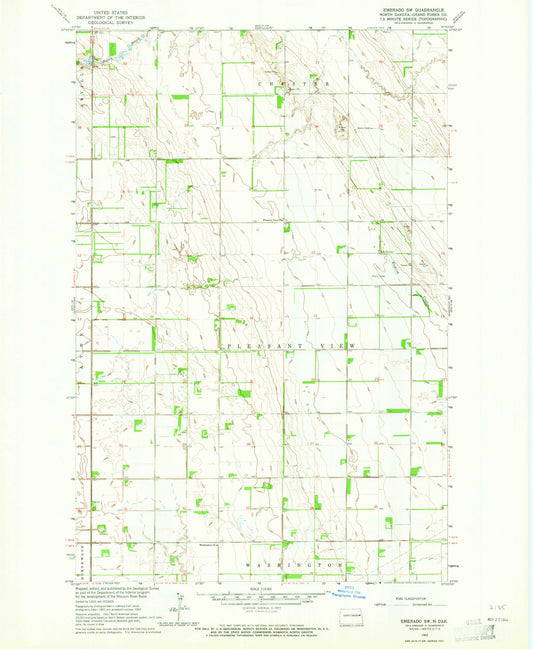 Classic USGS Emerado SW North Dakota 7.5'x7.5' Topo Map Image