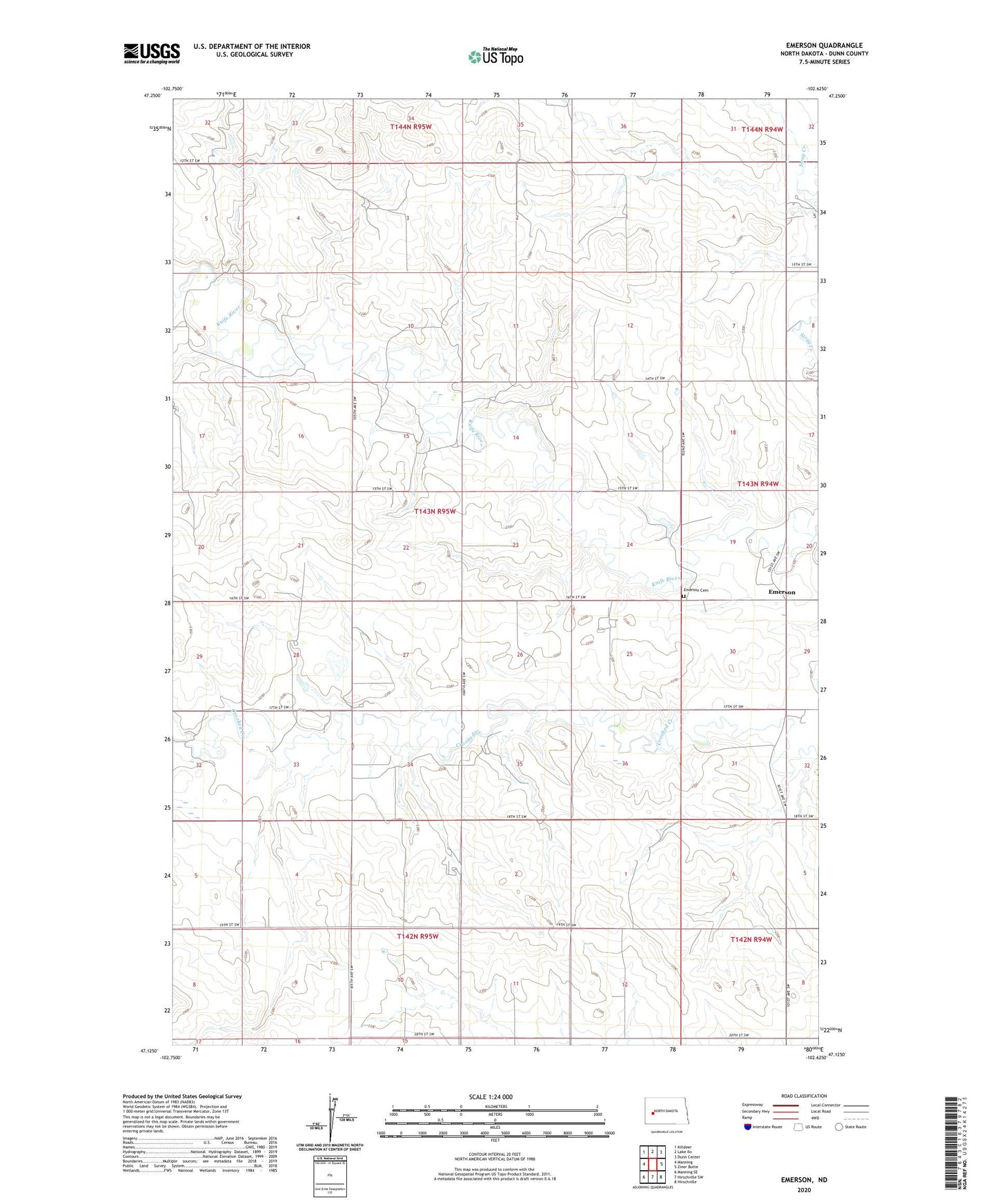 Emerson North Dakota US Topo Map Image
