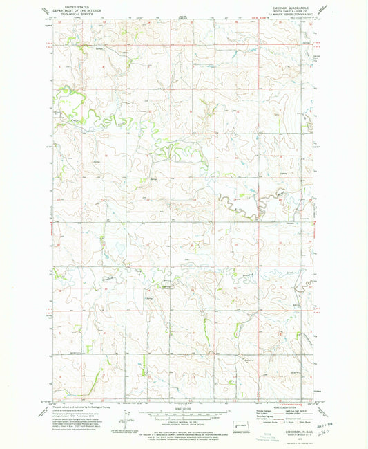 Classic USGS Emerson North Dakota 7.5'x7.5' Topo Map Image