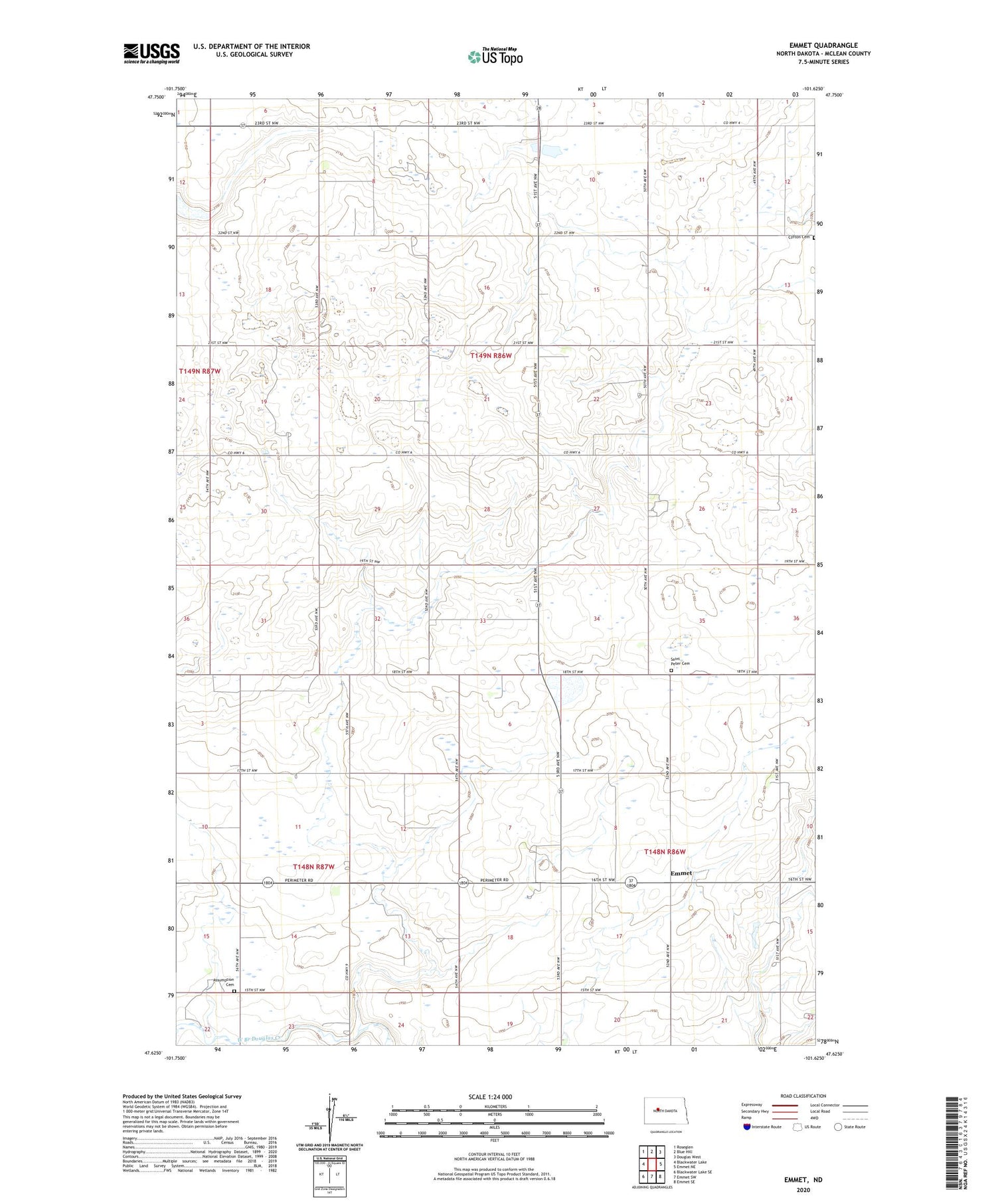 Emmet North Dakota US Topo Map Image