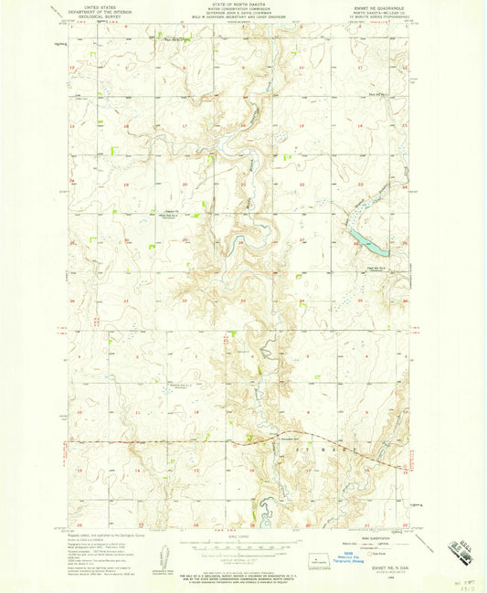 Classic USGS Emmet NE North Dakota 7.5'x7.5' Topo Map Image