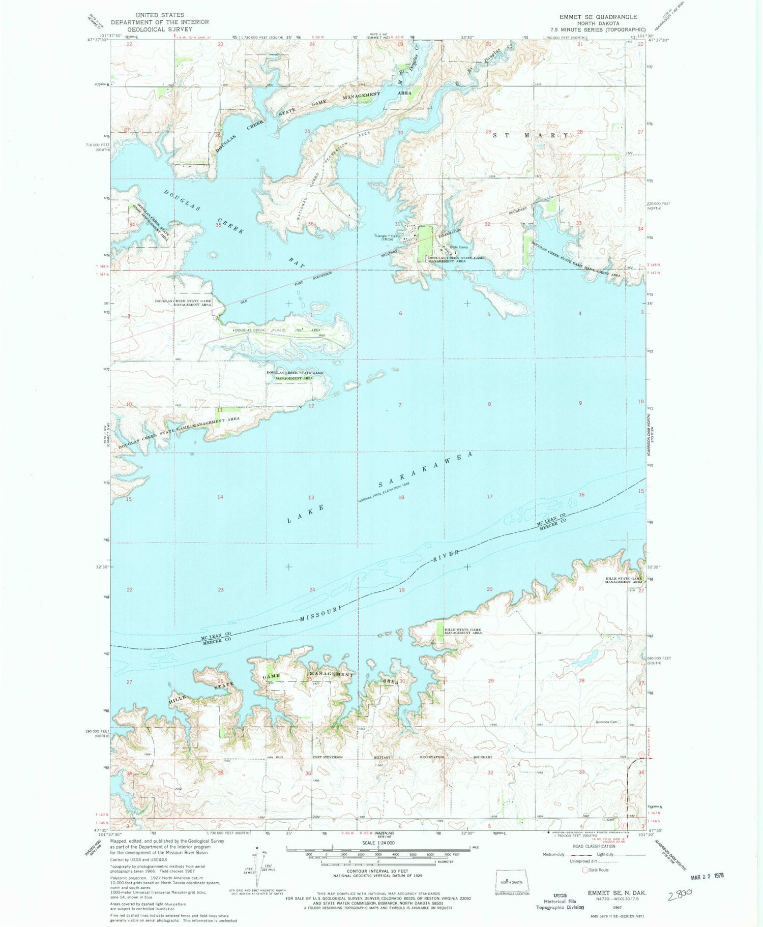 Classic USGS Emmet SE North Dakota 7.5'x7.5' Topo Map Image