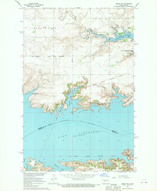 Classic USGS Emmet SW North Dakota 7.5'x7.5' Topo Map Image