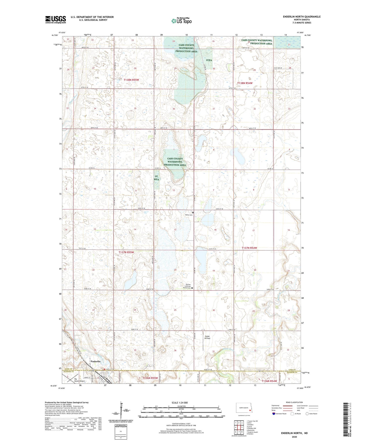 Enderlin North North Dakota US Topo Map Image