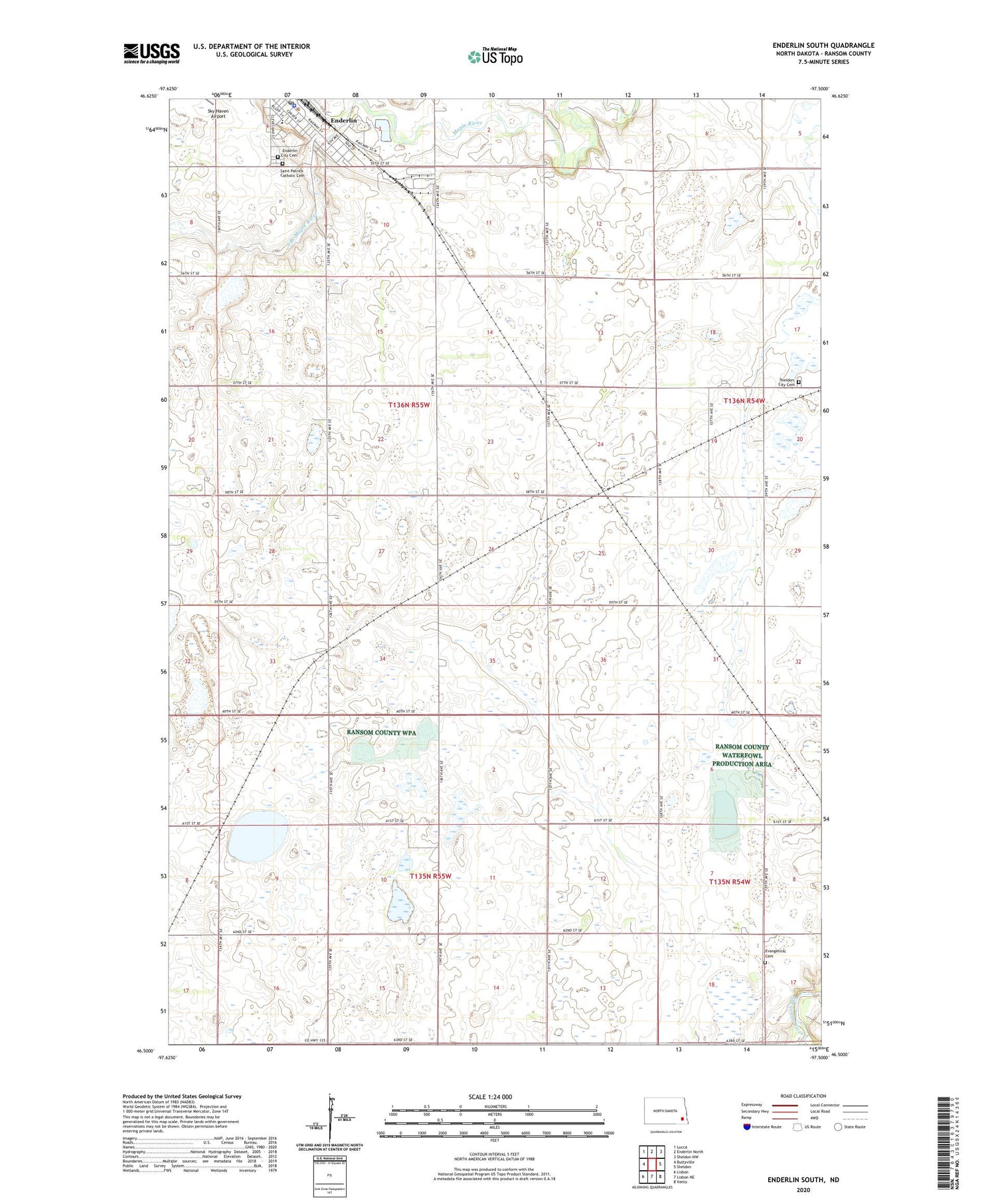 Enderlin South North Dakota US Topo Map Image