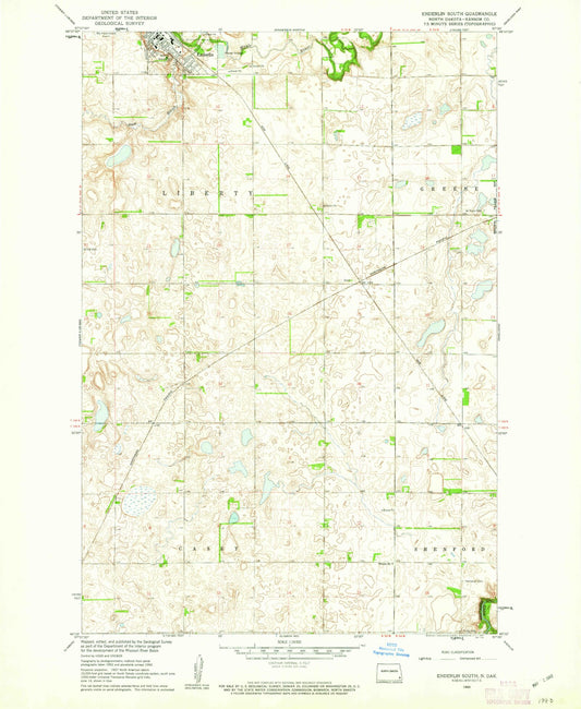 Classic USGS Enderlin South North Dakota 7.5'x7.5' Topo Map Image