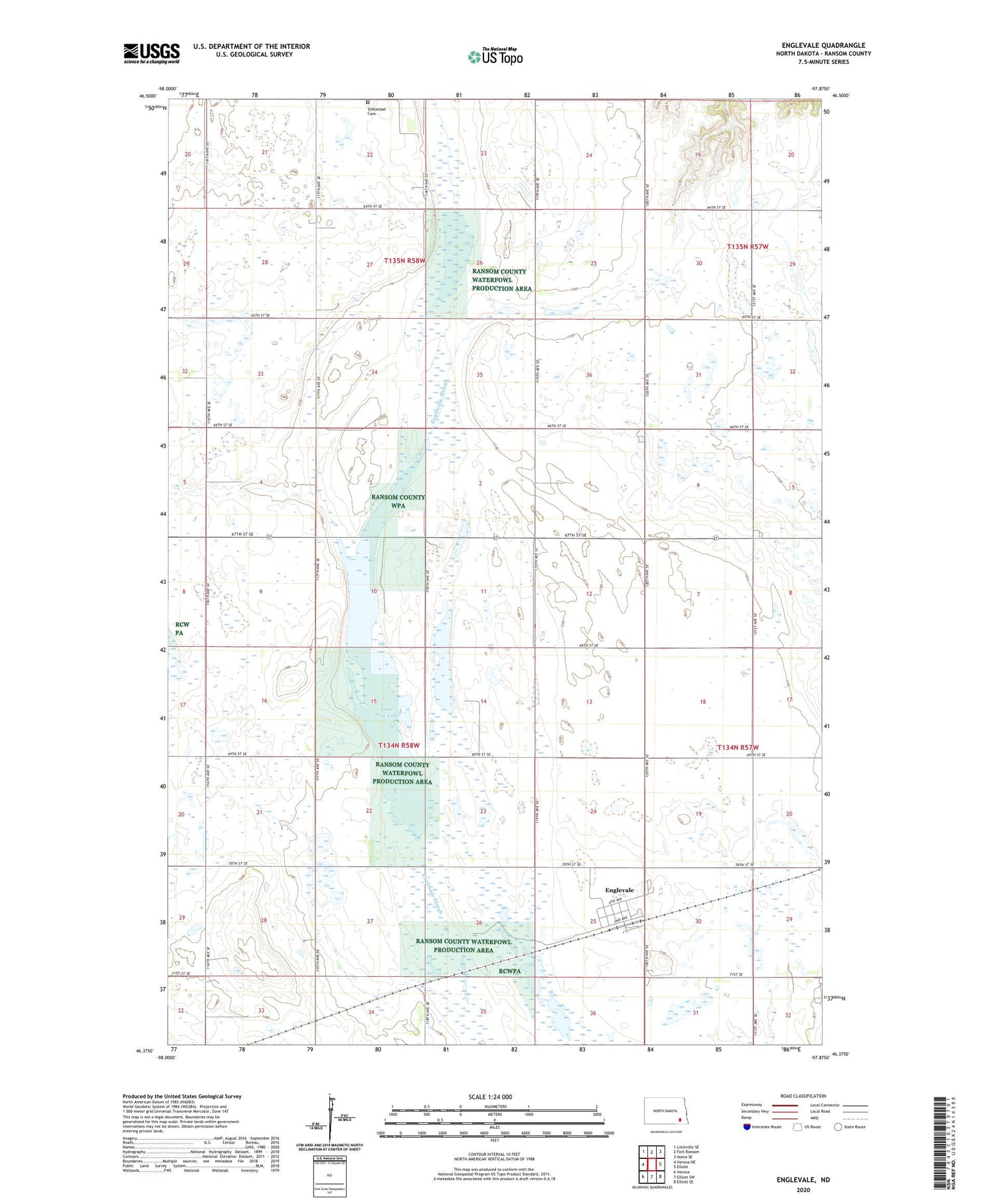 Englevale North Dakota US Topo Map Image