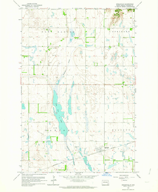 Classic USGS Englevale North Dakota 7.5'x7.5' Topo Map Image