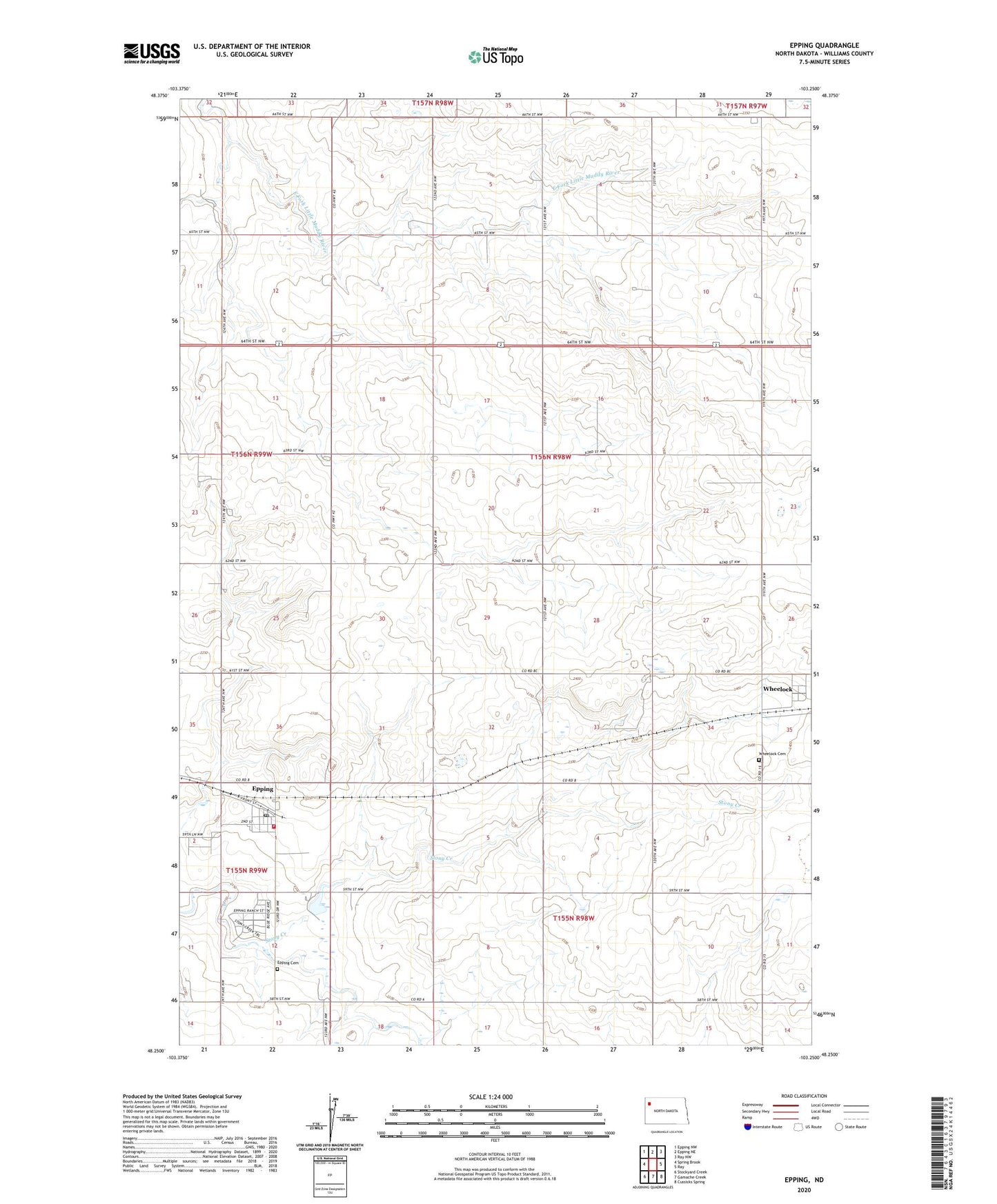 Epping North Dakota US Topo Map Image