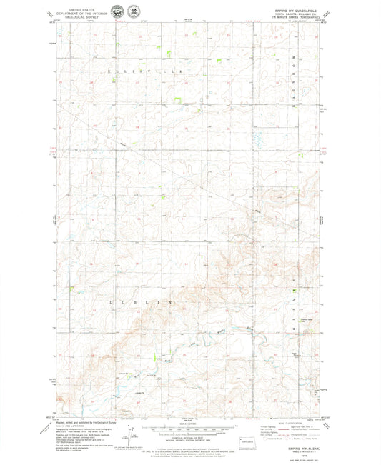 Classic USGS Epping NW North Dakota 7.5'x7.5' Topo Map Image