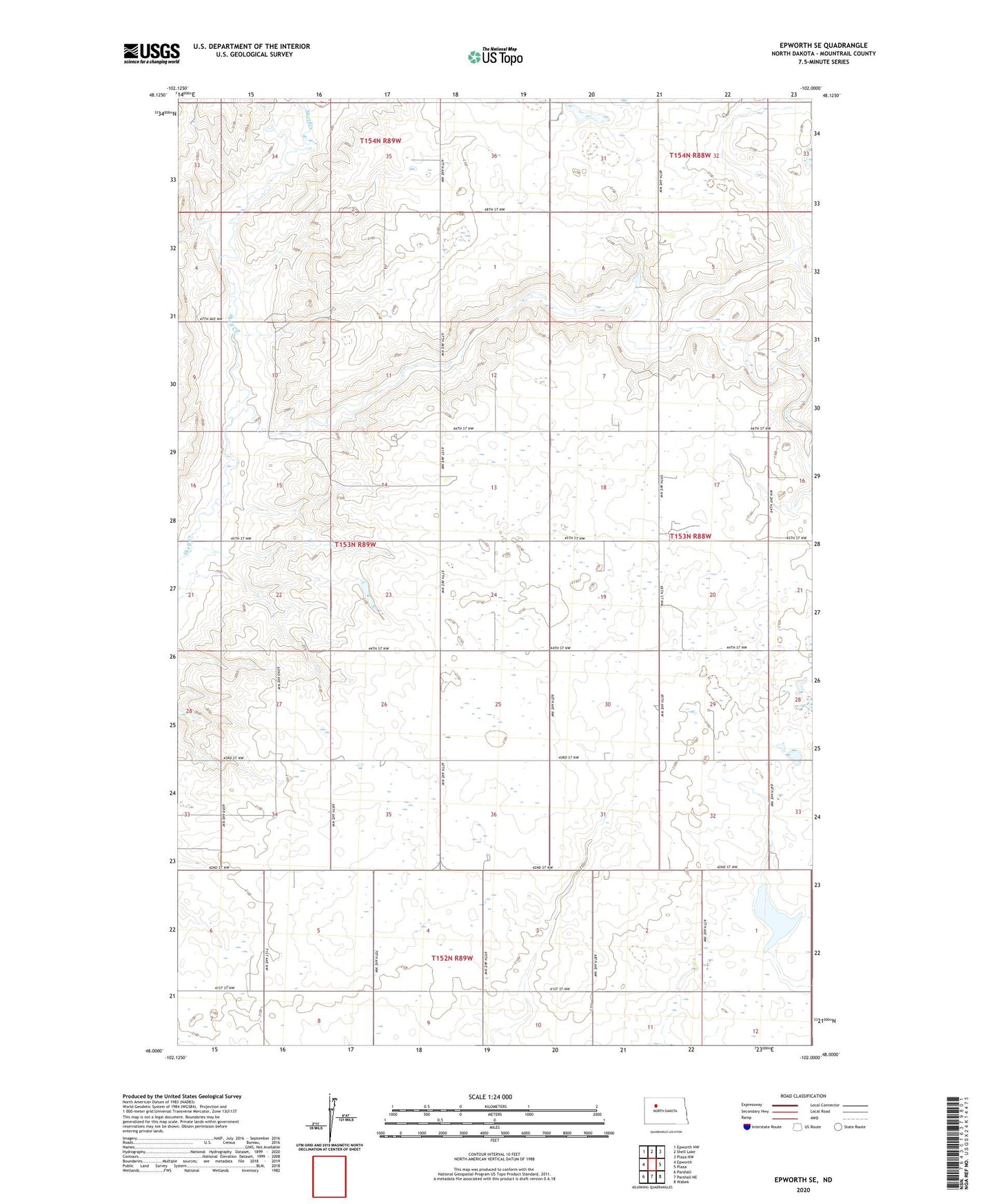 Epworth SE North Dakota US Topo Map Image