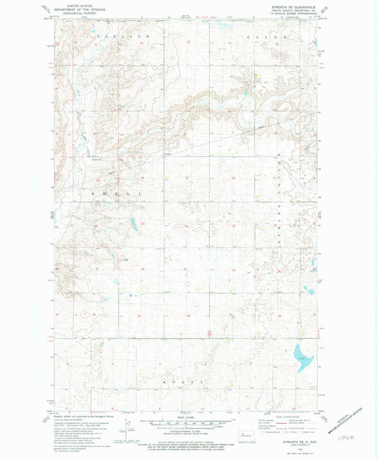 Classic USGS Epworth SE North Dakota 7.5'x7.5' Topo Map Image