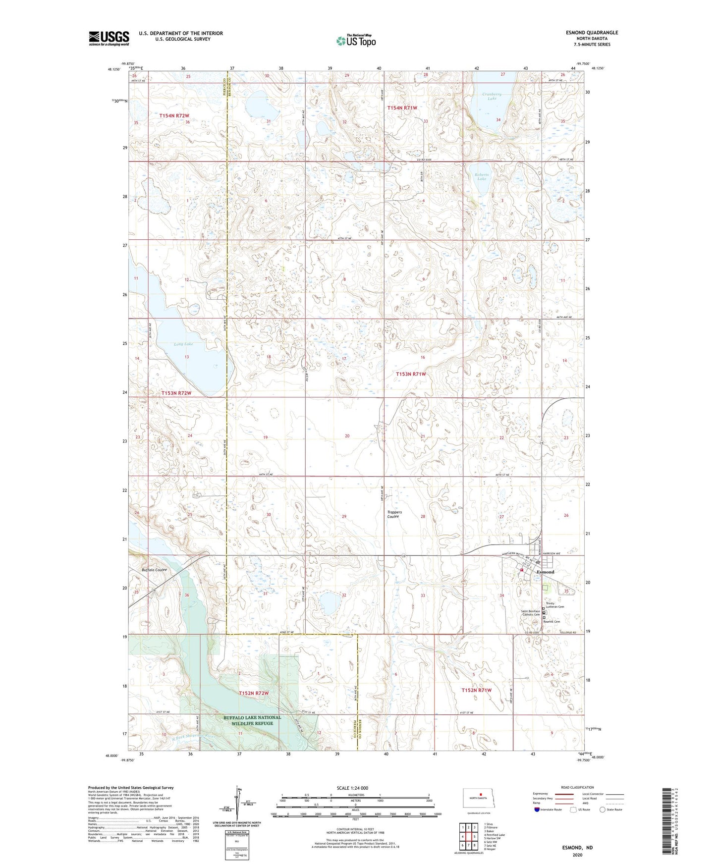 Esmond North Dakota US Topo Map Image