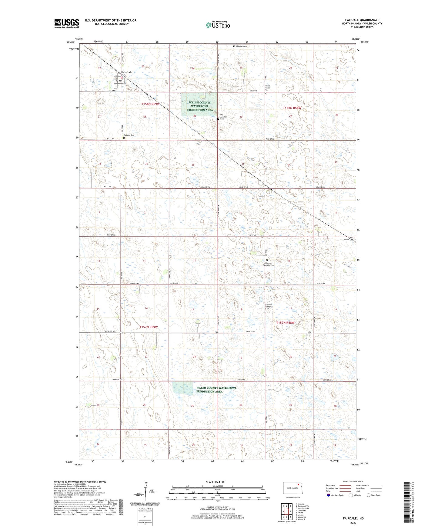 Fairdale North Dakota US Topo Map Image