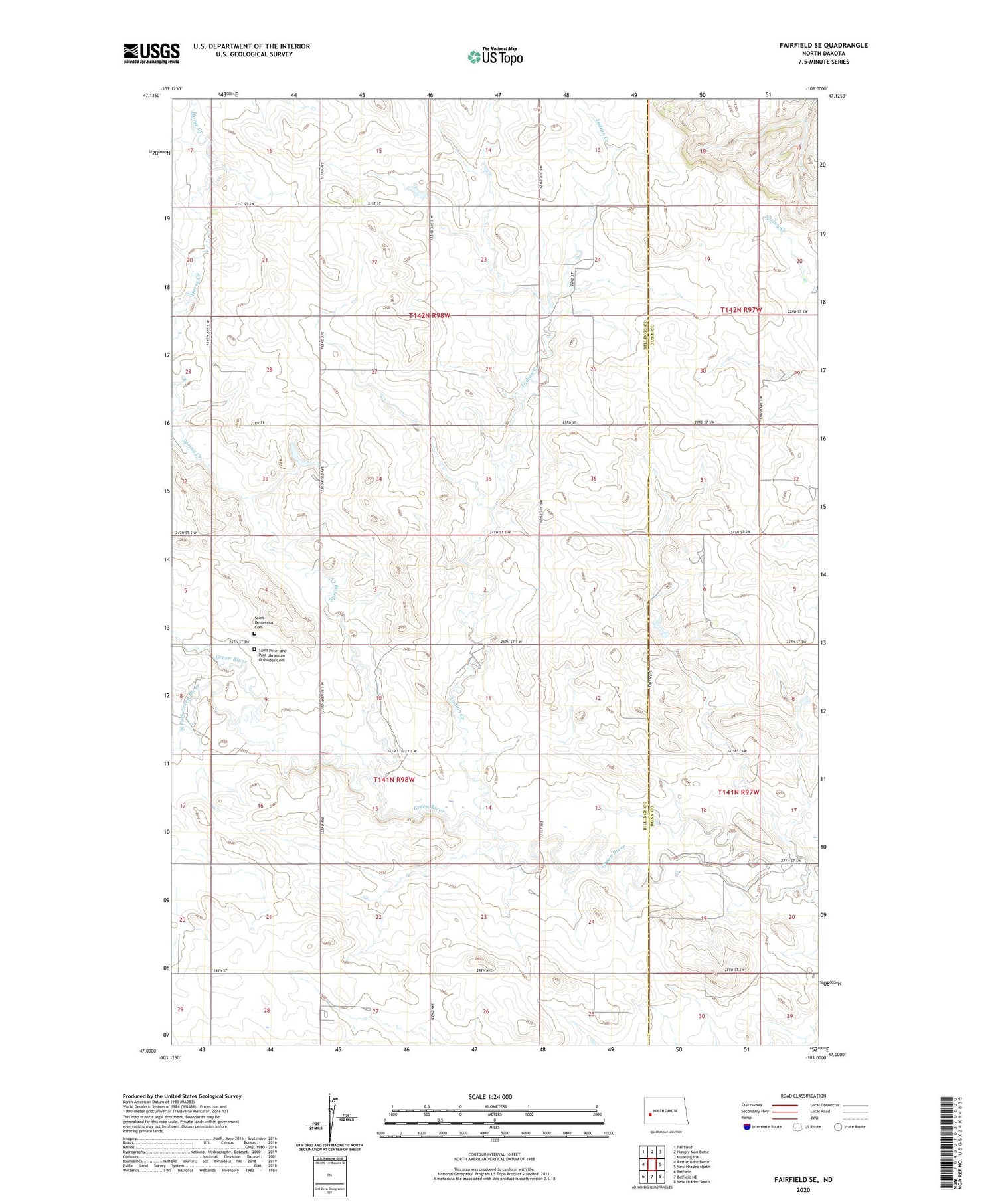Fairfield SE North Dakota US Topo Map Image