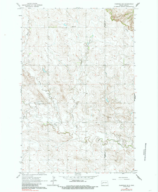 Classic USGS Fairfield SE North Dakota 7.5'x7.5' Topo Map Image