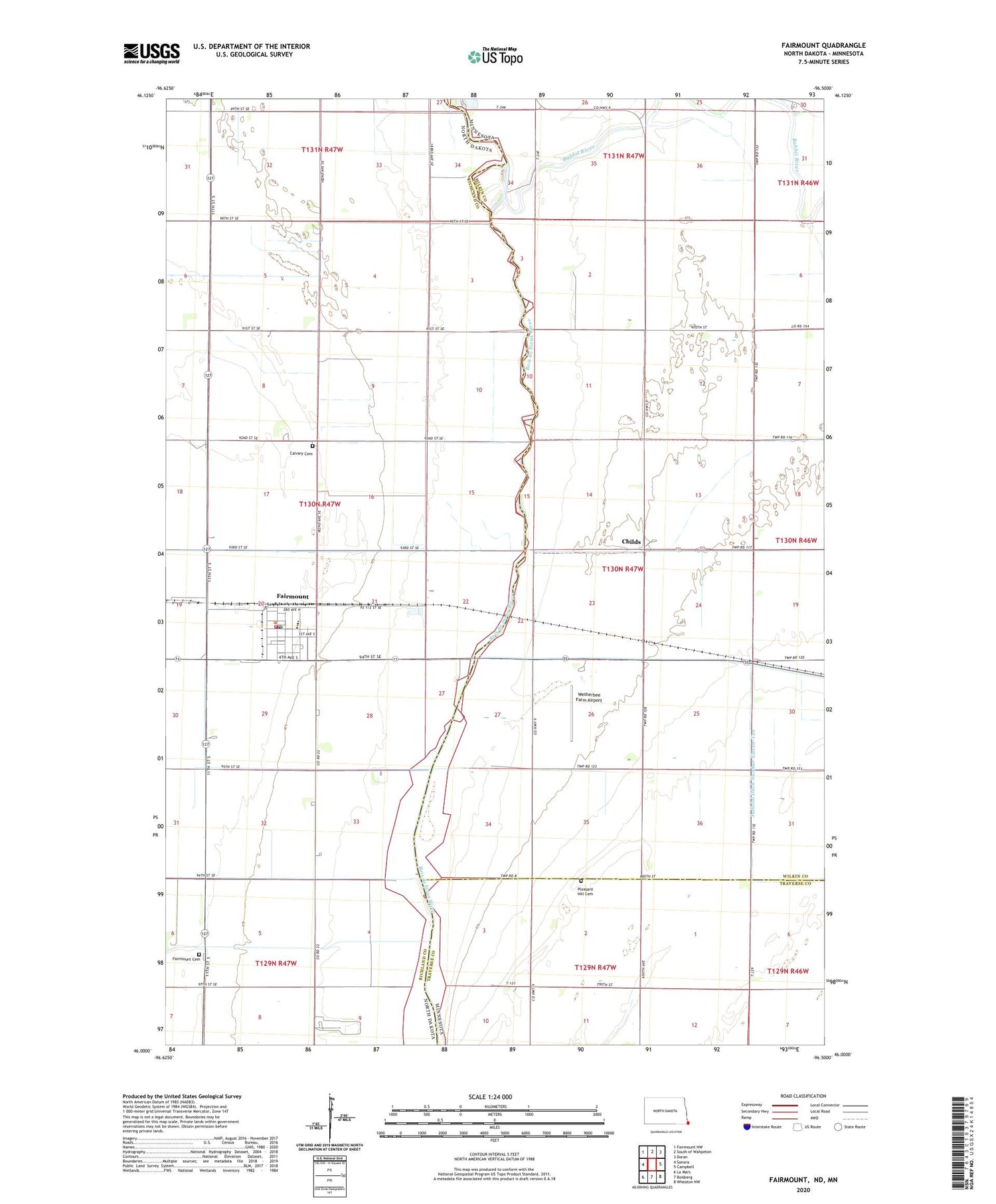 Fairmount North Dakota US Topo Map Image