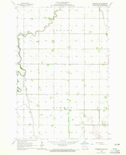 Classic USGS Fairmount NW North Dakota 7.5'x7.5' Topo Map Image