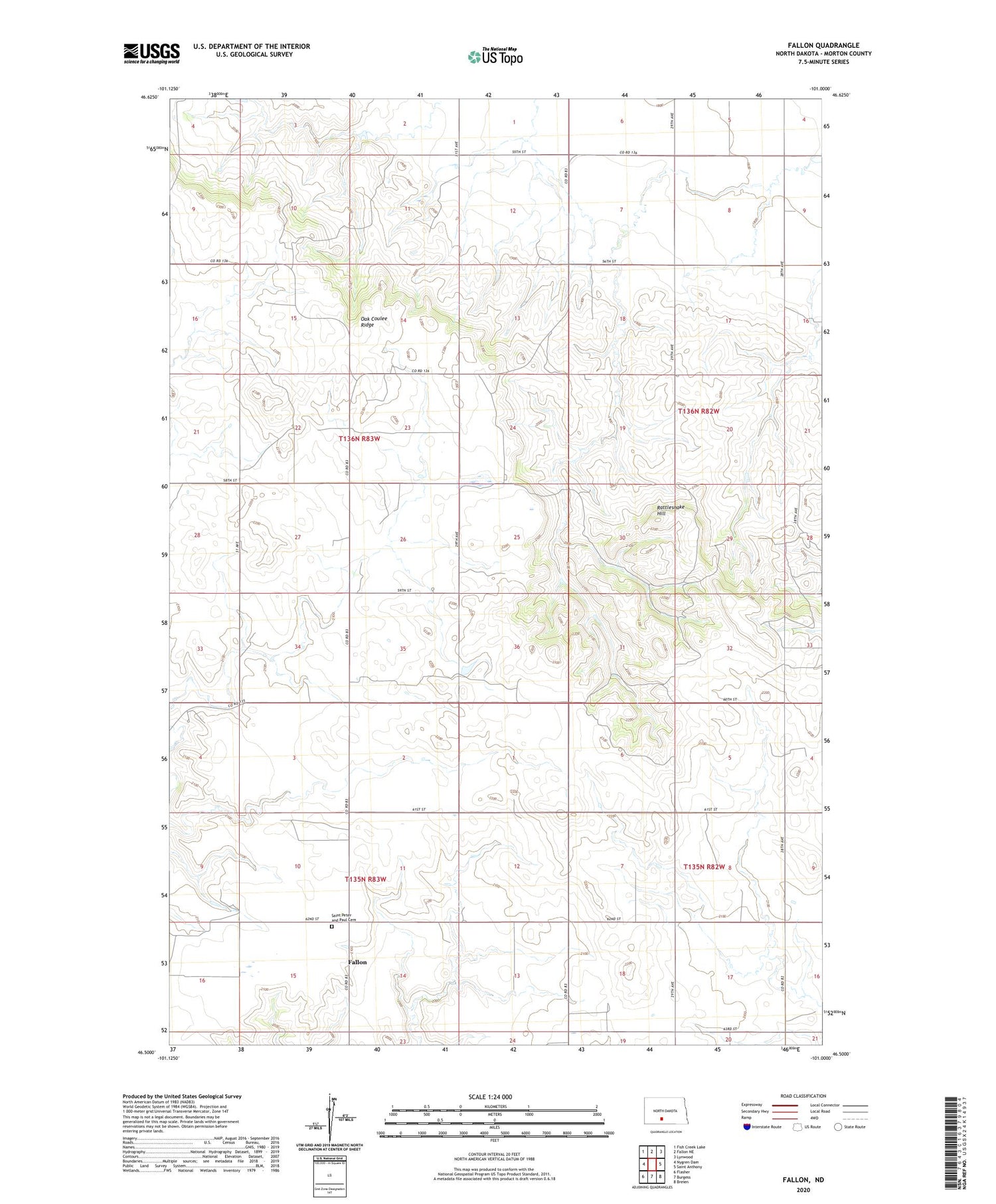 Fallon North Dakota US Topo Map Image