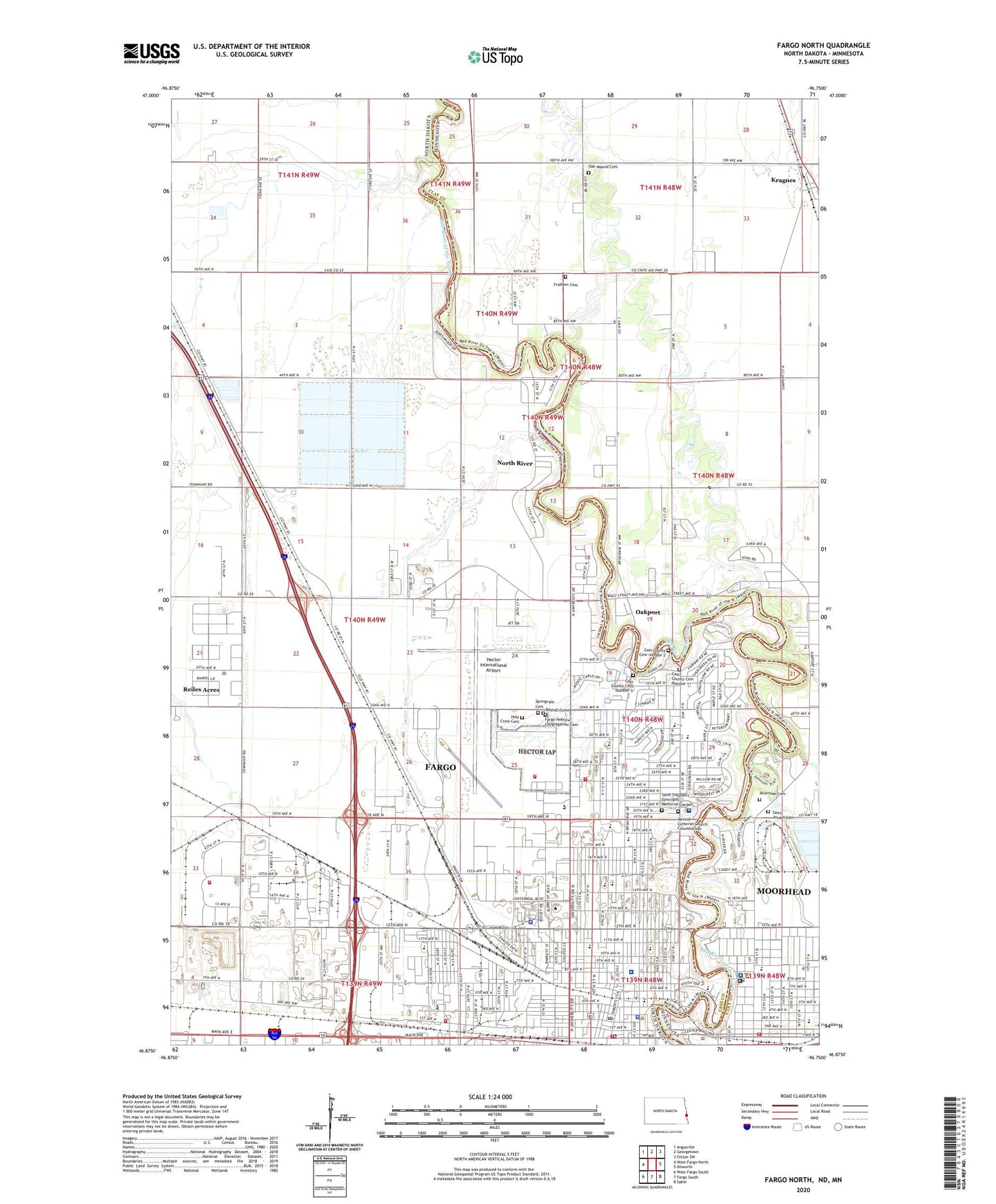 Fargo North North Dakota US Topo Map Image