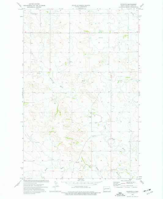 Classic USGS Fayette North Dakota 7.5'x7.5' Topo Map Image