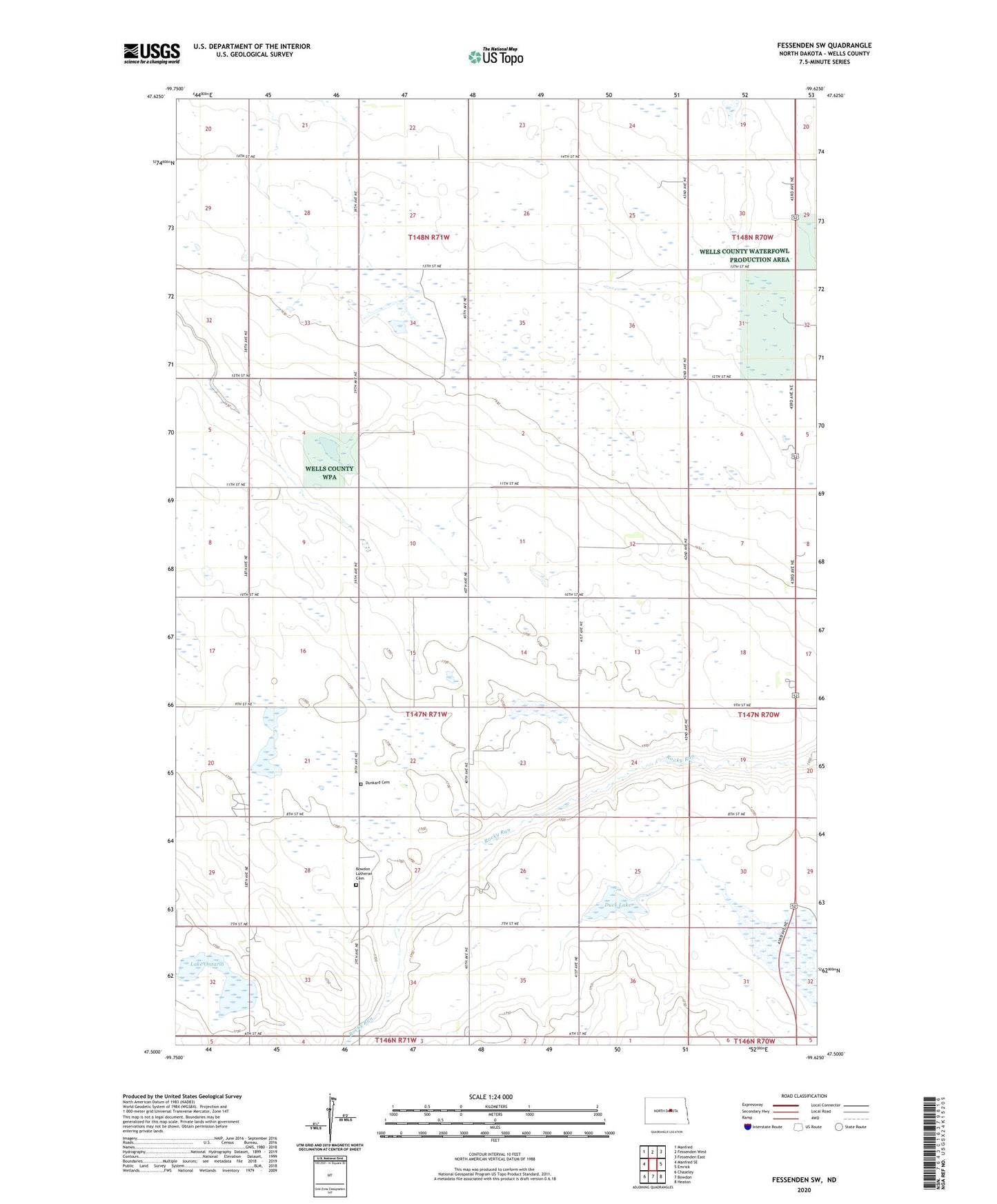 Fessenden SW North Dakota US Topo Map Image