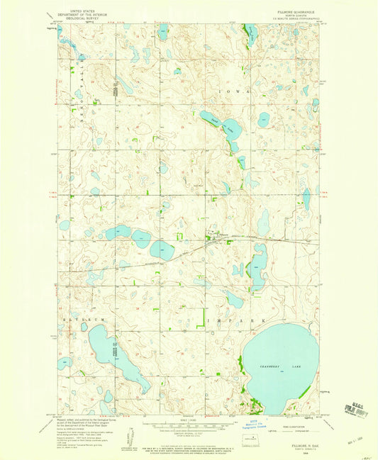 Classic USGS Fillmore North Dakota 7.5'x7.5' Topo Map Image