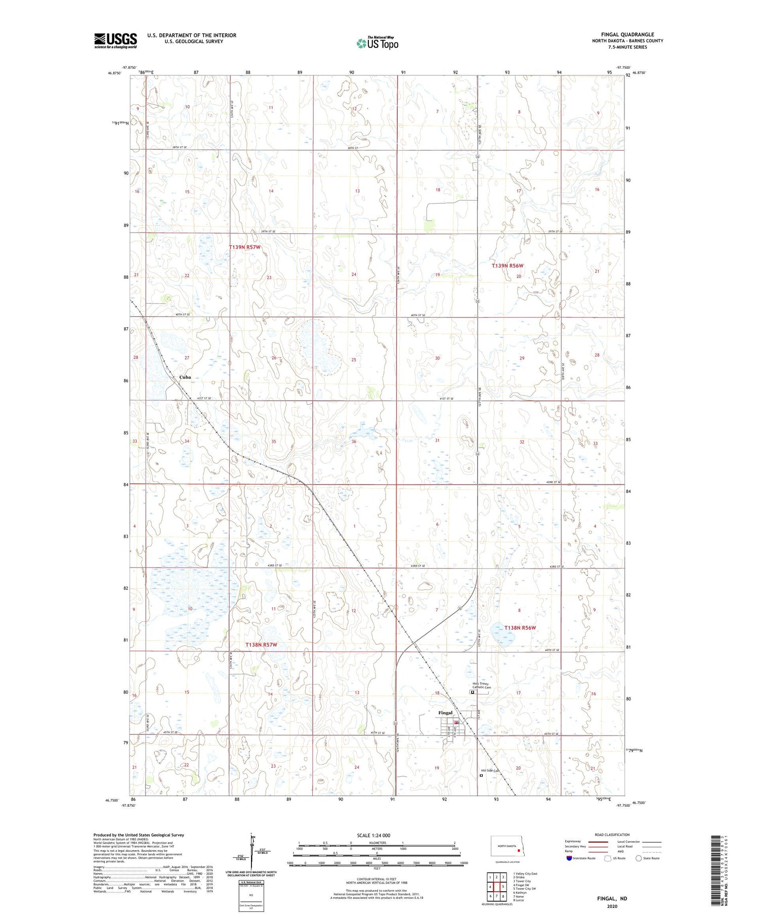 Fingal North Dakota US Topo Map Image
