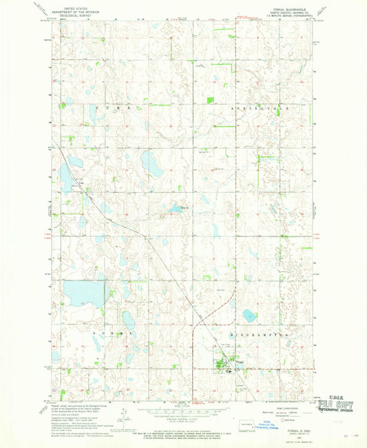 Classic USGS Fingal North Dakota 7.5'x7.5' Topo Map Image